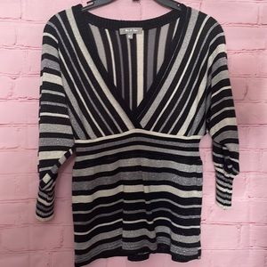 Silver and black striped knit top